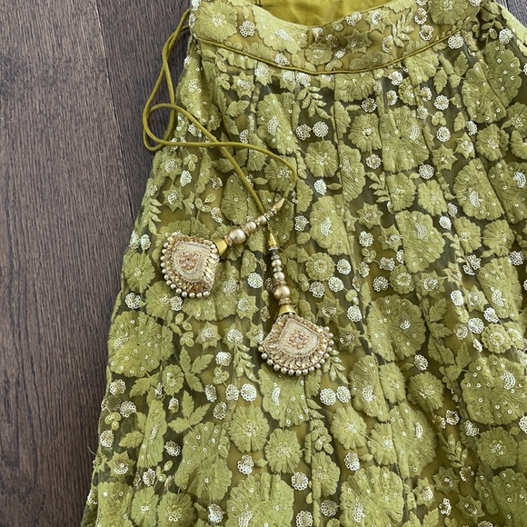 Indian lengha bottom  Forrest green gold details - Picture 3 of 6
